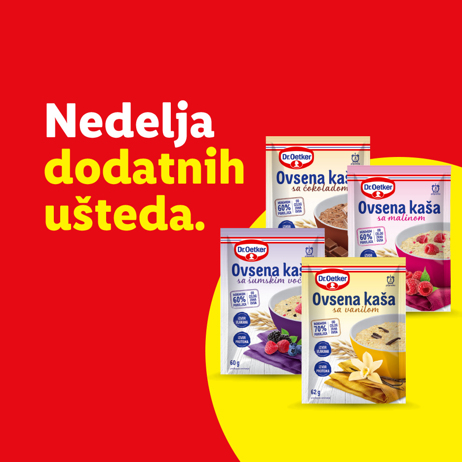 Nedelja dodatnih ušteda: Pakovanja ovsene kaše sa različitim ukusima.