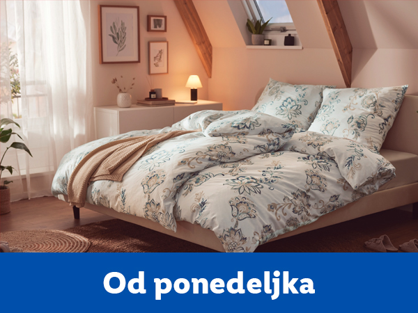 Posteljina sa cvetnim dezenom na krevetu, dostupna od ponedeljka.