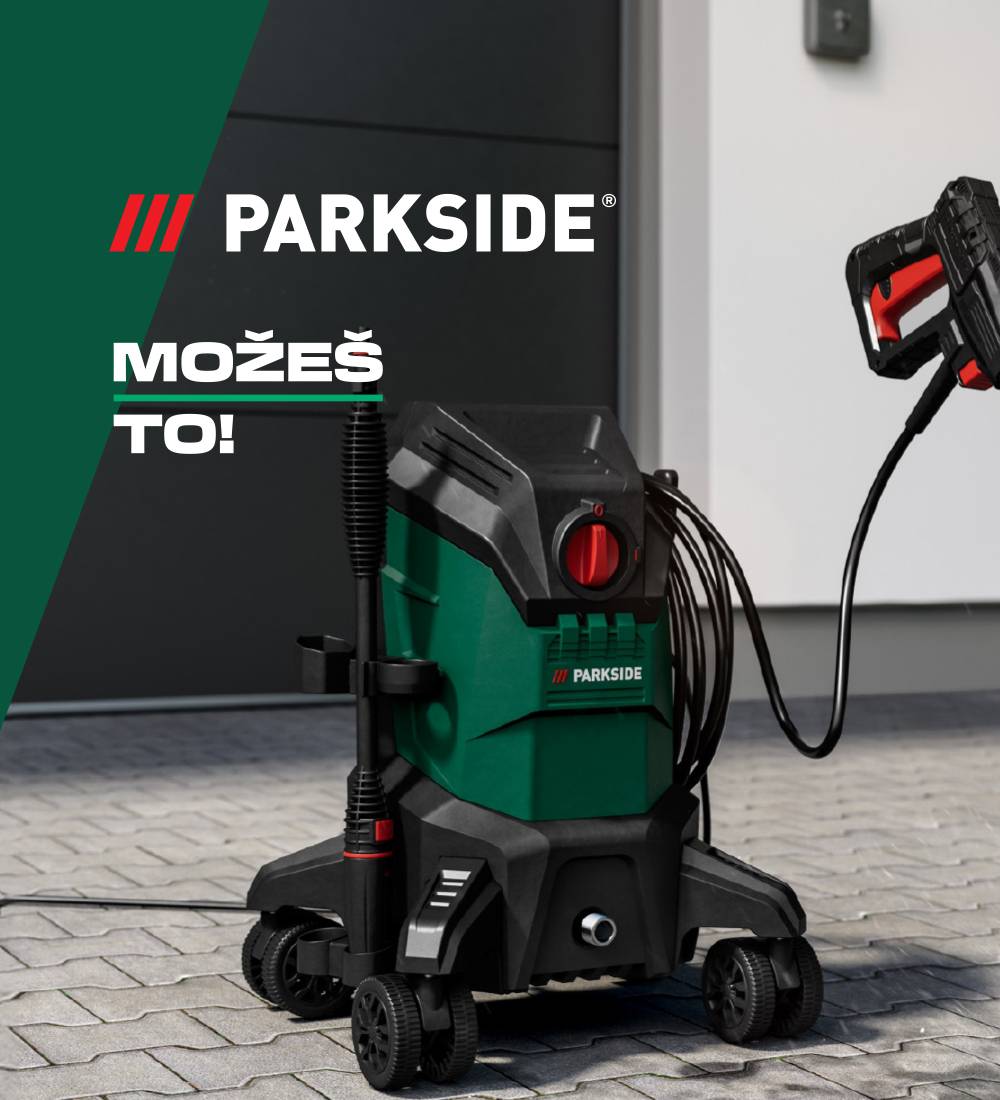 Parkside visokotlačni perač na popločanom putu.