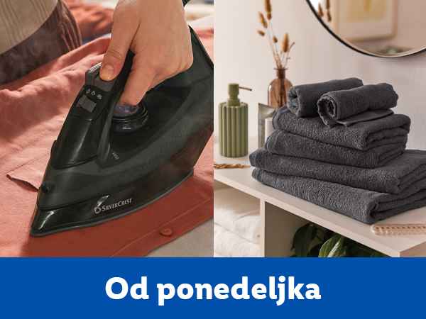 Pegla SilverCrest i složeni peškiri u kupatilu.