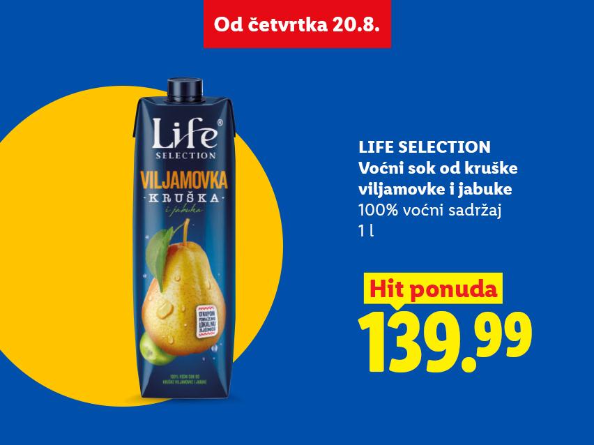 Sok od kruške viljamovke i jabuke, 100% voćni sadržaj, 1L, po ceni od 139.99.