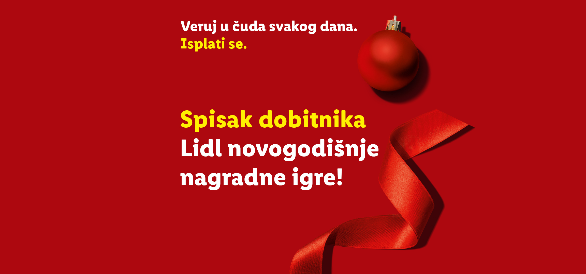 Spisak dobitnika Lidl novogodišnje nagradne igre sa motivacionom porukom i ukrasom.