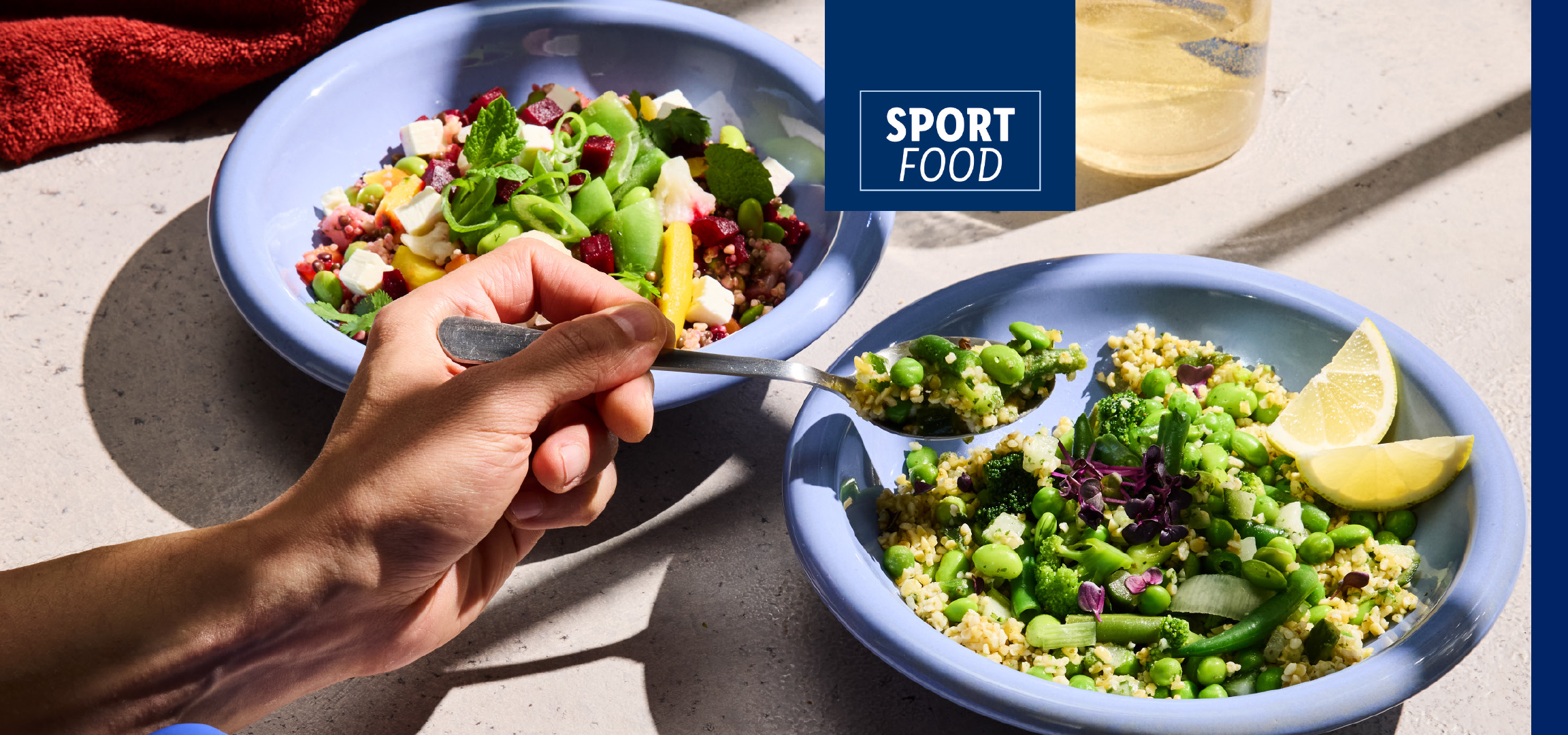 Sportski obroci i visokoproteinski proizvodi: salate, tortilje, sojino mleko i jogurti.