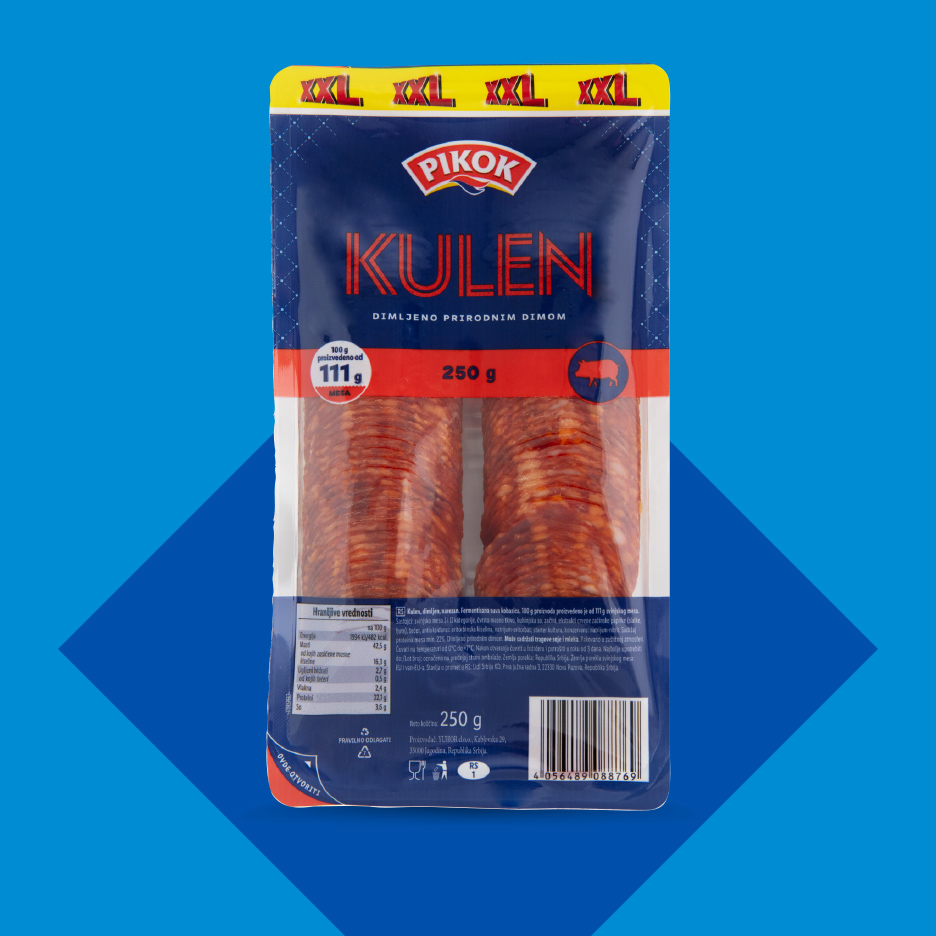 Pakovanje kulena, dimljenog prirodnim dimom, sa naznačenom težinom od 250 g.
