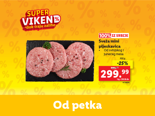 Mini pljeskavice od svinjskog i junećeg mesa na akciji tokom Super vikenda.