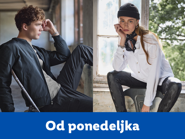 Dvoje mladih modela u modernoj odeći, sa tekstom „Od ponedeljka“ na dnu.