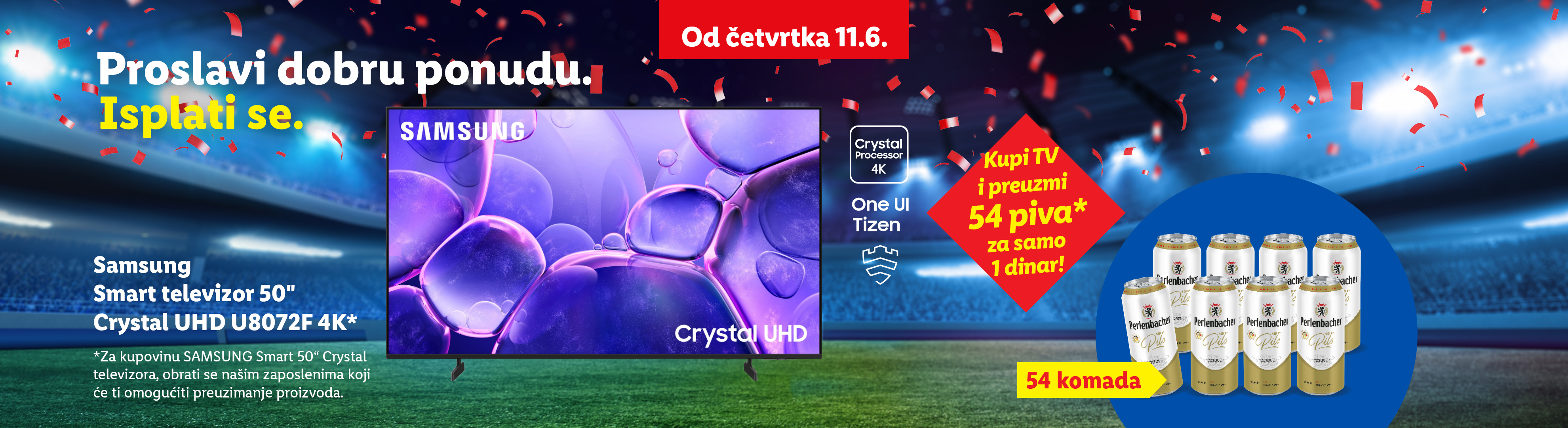 Proslavite dobru ponudu: kupite 50-inčni 4K televizor i preuzmite 54 piva za samo 1 dinar.
