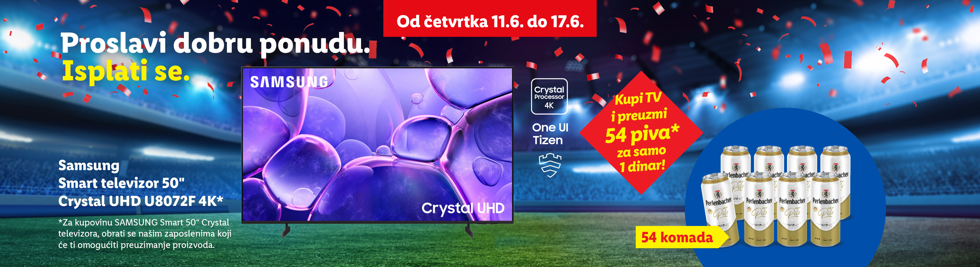 Promotivna ponuda televizora sa 54 piva za 1 dinar, od 11. do 17. juna.