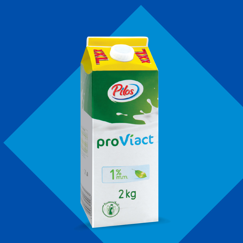Karton mleka sa natpisom 'proViact', 1% mlečne masti, 2 kg