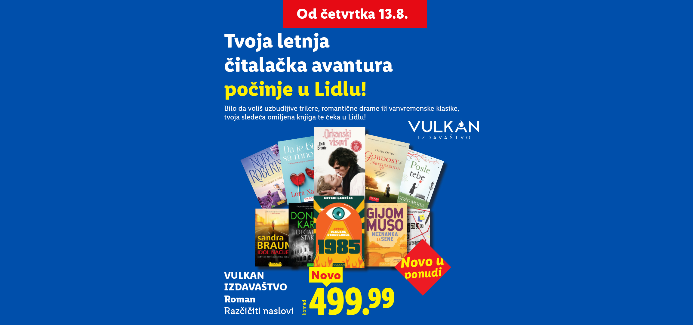 Reklama za letnju avanturu čitanja u Lidlu, sa raznim romanima i cenom od 499.99.